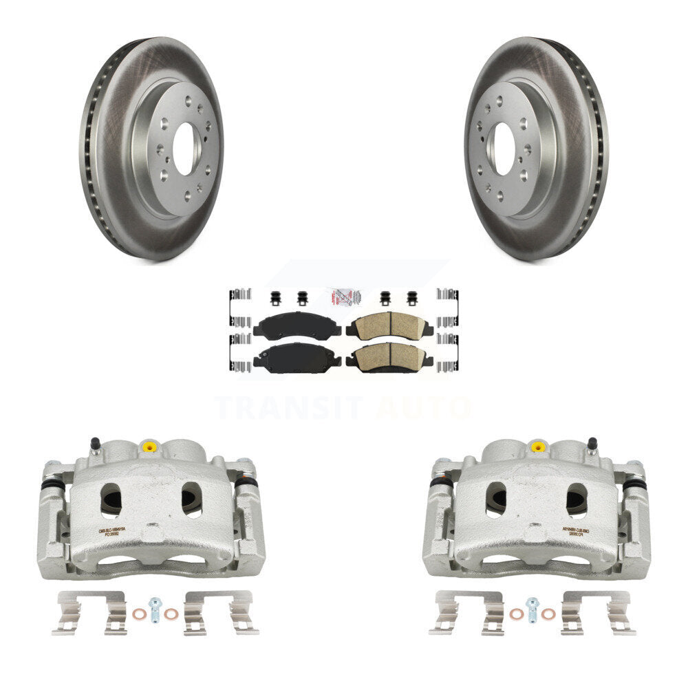 Front Brake Caliper Coat Rotor & Ceramic Pad Kit For GMC Sierra 1500 Chevrolet Silverado KCG-100209N
