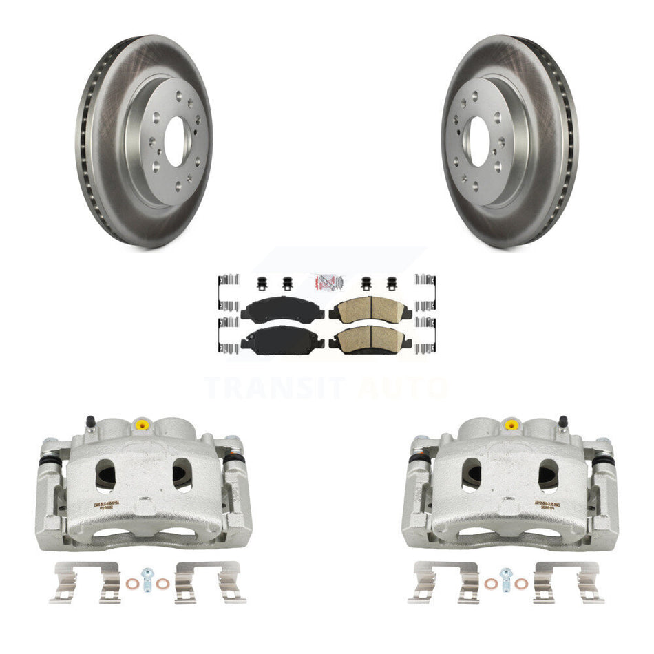 Front Brake Caliper Coat Rotor & Ceramic Pad Kit For GMC Sierra 1500 Chevrolet Silverado KCG-100209N