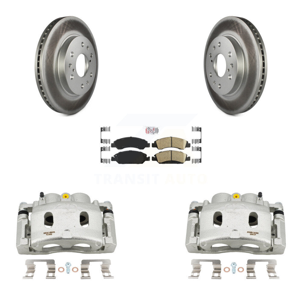 Front Brake Caliper Coat Rotor & Ceramic Pad Kit For GMC Sierra 1500 Chevrolet Silverado KCG-100210N