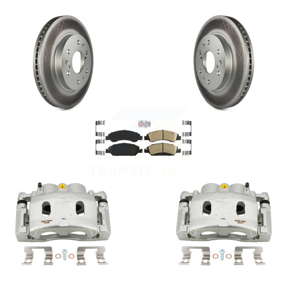 Front Brake Caliper Coat Rotor & Ceramic Pad Kit For GMC Sierra 1500 Chevrolet Silverado KCG-100210N