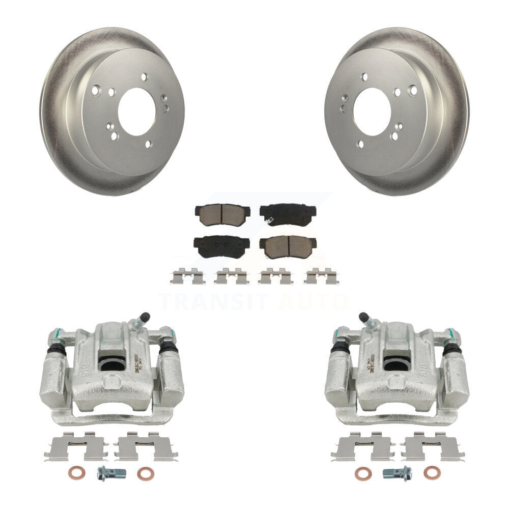 Rear Disc Brake Caliper Coated Rotors And Ceramic Pad Kit For 2001-2006 Hyundai Santa Fe KCG-100211C