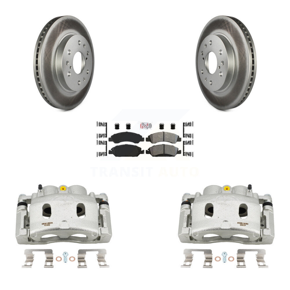 Front Brake Caliper Coat Rotor Semi-Metallic Pad Kit For GMC Sierra 1500 Chevrolet Tahoe KCG-100211N