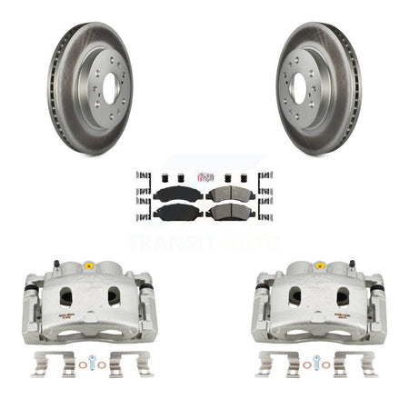Front Brake Caliper Coat Rotor Semi-Metallic Pad Kit For GMC Sierra 1500 Chevrolet Tahoe KCG-100211N