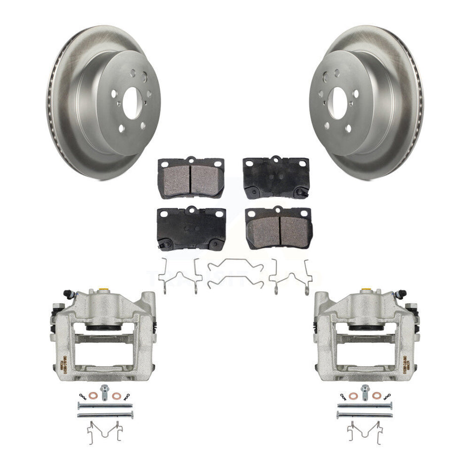 Rear Brake Caliper Coat Rotor & Semi-Metallic Pad Kit For Lexus IS350 GS350 GS450h GS430 KCG-100211P
