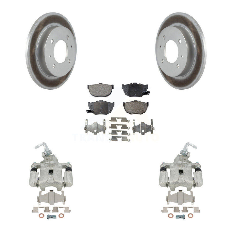 Rear Disc Brake Caliper Coated Rotors And Semi-Metallic Pads Kit For Hyundai Elantra rear brakes KCG-100213P by Transit Auto