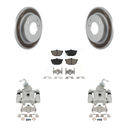 Rear Disc Brake Caliper Coated Rotors And Ceramic Pads Kit For Hyundai Elantra rear brakes KCG-100214C by Transit Auto