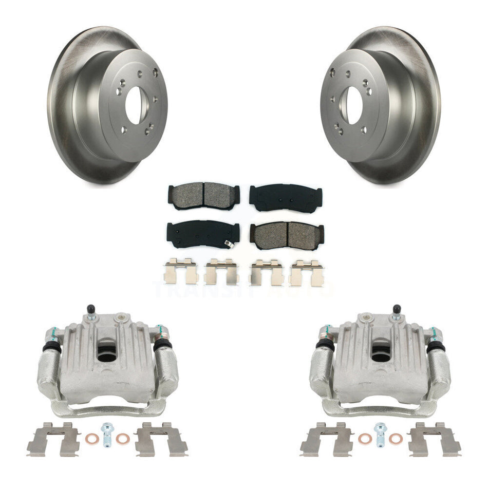 Rear Disc Brake Caliper Coated Rotors And Semi-Metallic Pads Kit For 2007-2009 Hyundai Santa Fe KCG-100214S