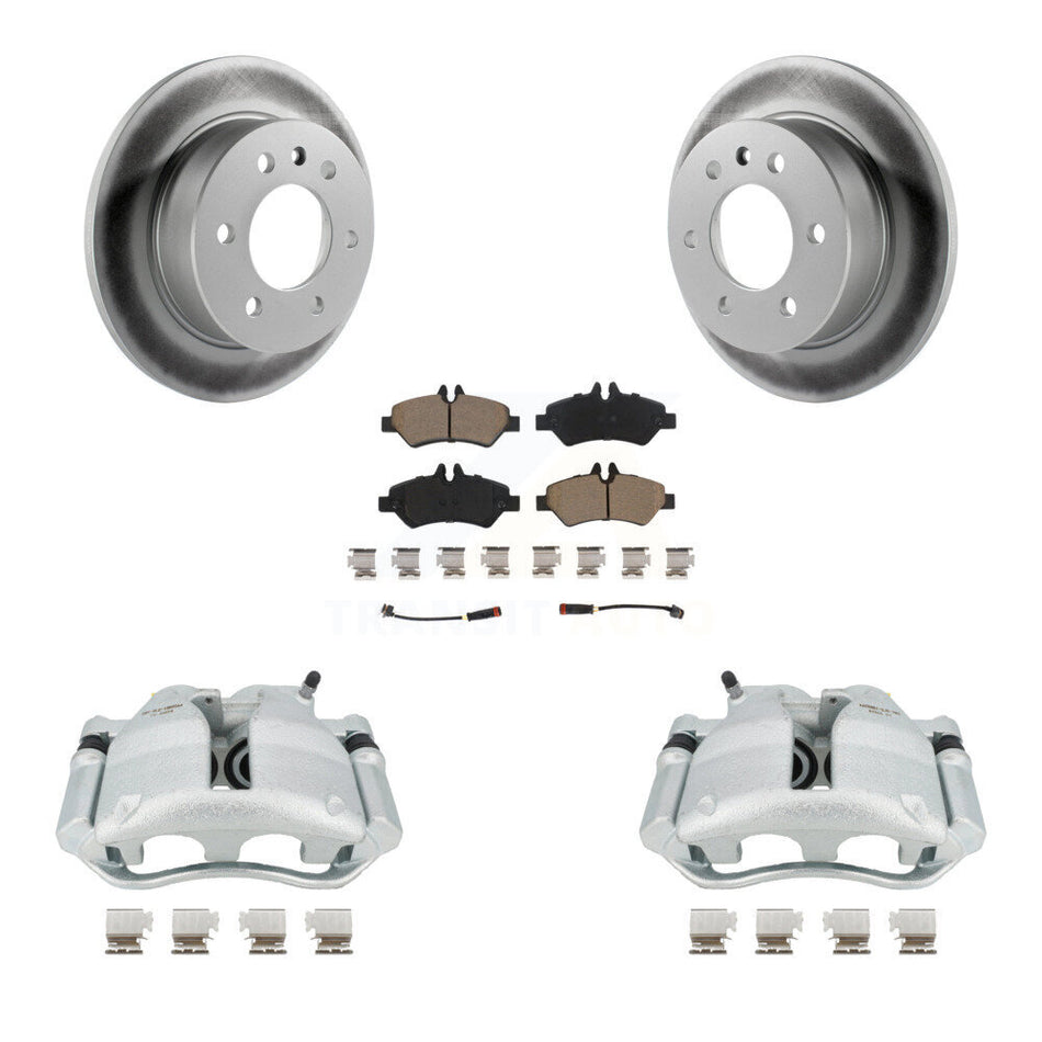 Rear Disc Brake Caliper Coated Rotors And Ceramic Pads Kit For Sprinter 3500 Dodge Freightliner KCG-100217C by Transit Auto