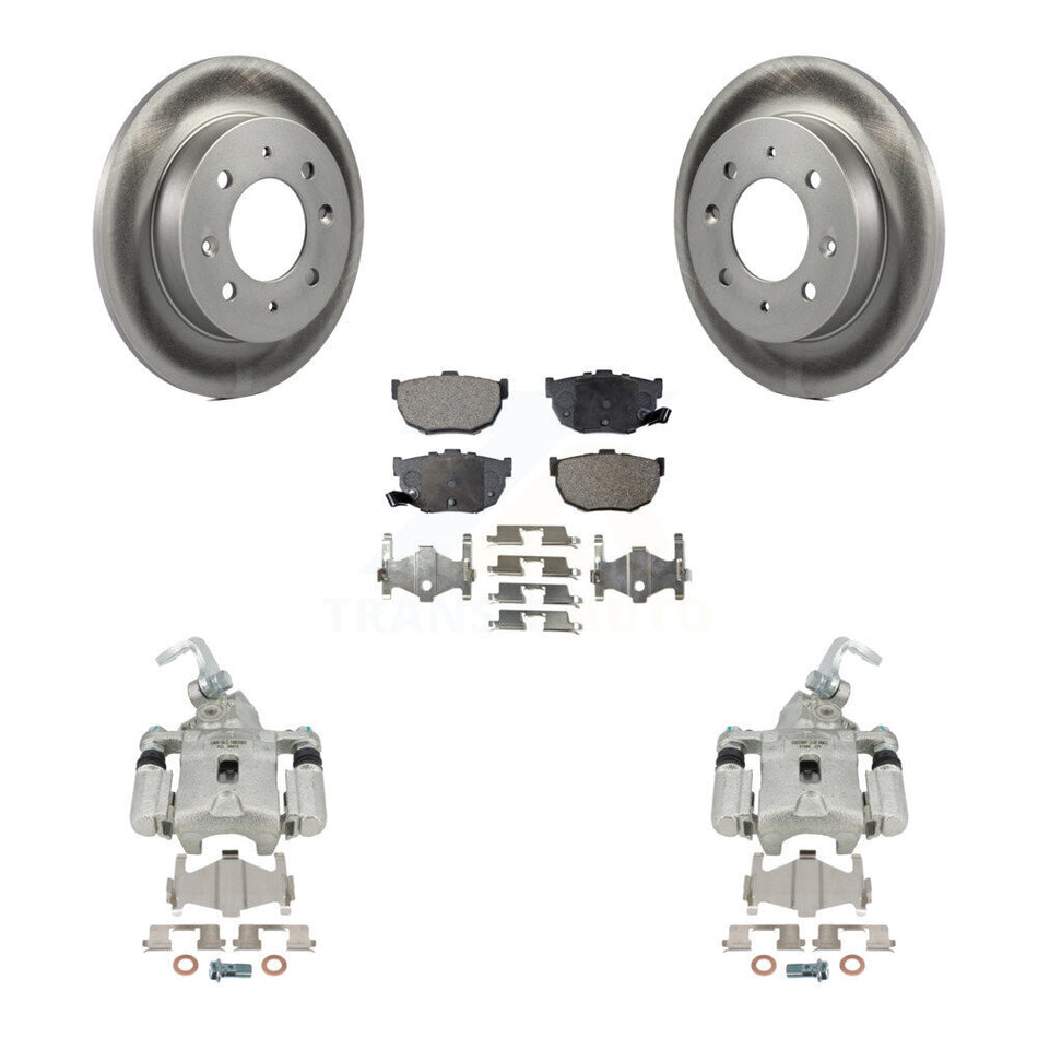 Rear Disc Brake Caliper Coated Rotors And Semi-Metallic Pads Kit For Kia Spectra Spectra5 KCG-100218P by Transit Auto