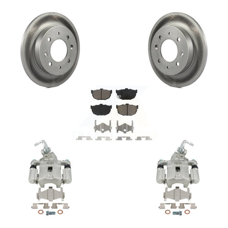 Rear Disc Brake Caliper Coated Rotors And Ceramic Pads Kit For Kia Spectra Spectra5 KCG-100219C by Transit Auto