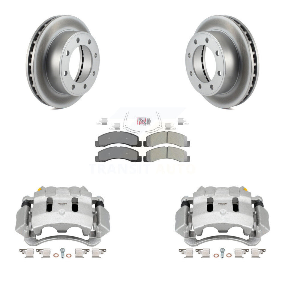 Front Brake Caliper Coat Rotor And Semi-Metallic Pad Kit For Ford F-350 Super Duty F-250 KCG-100220N
