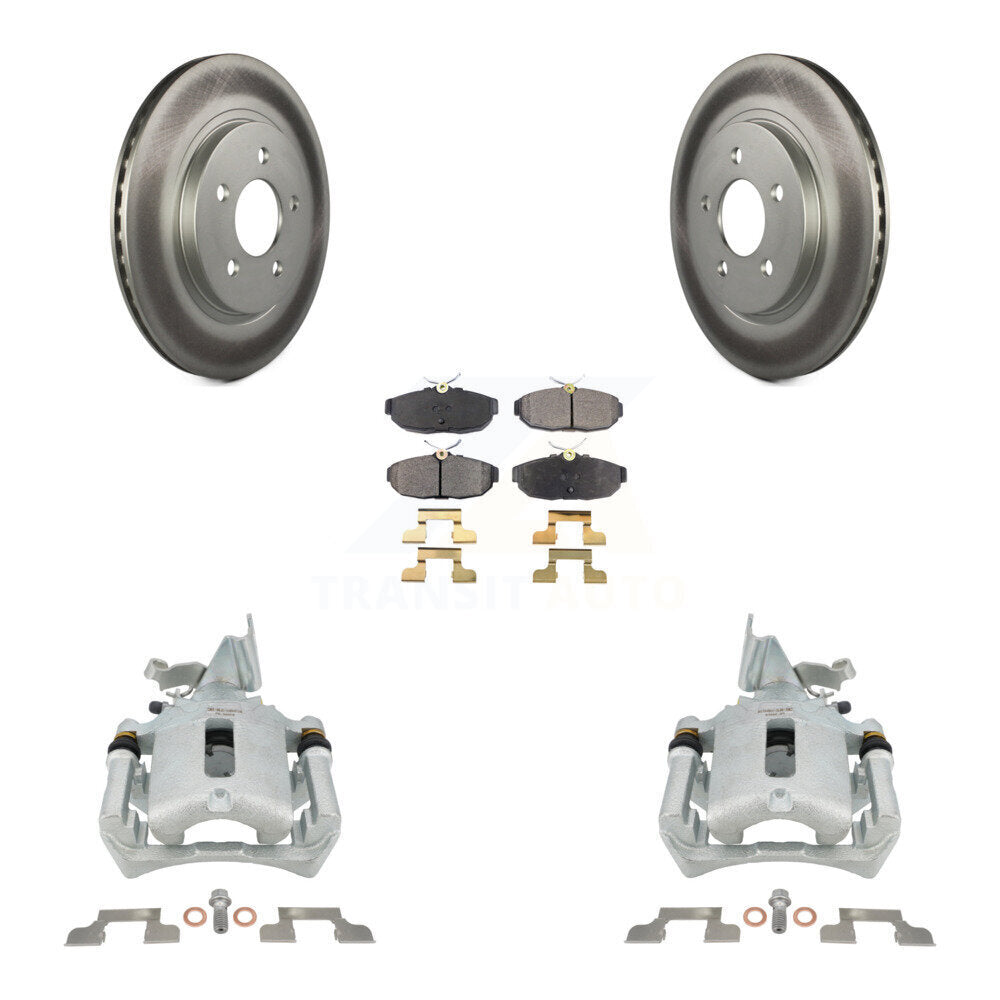 Rear Disc Brake Caliper Coated Rotors And Semi-Metallic Pads Kit For Ford Mustang KCG-100220P