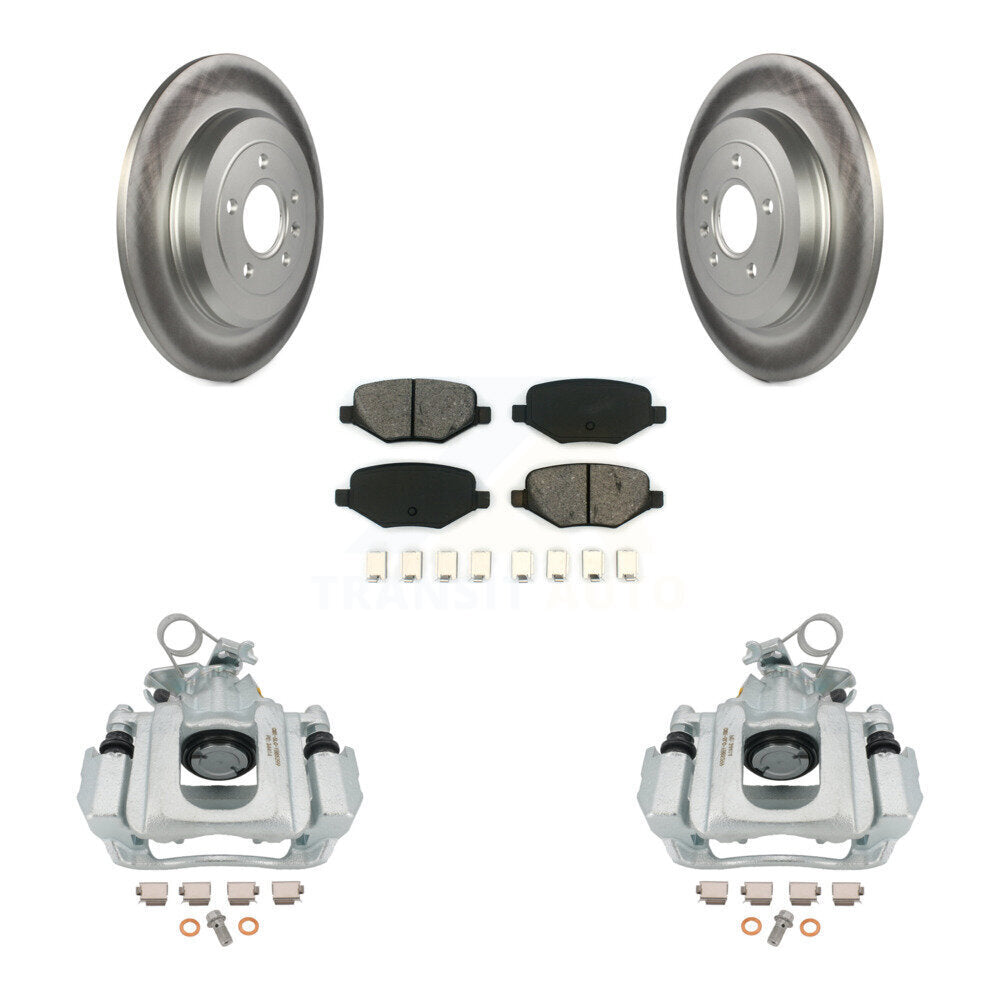 Rear Disc Brake Caliper Coated Rotors And Semi-Metallic Pads Kit For Ford Edge Lincoln MKX KCG-100220S by Transit Auto