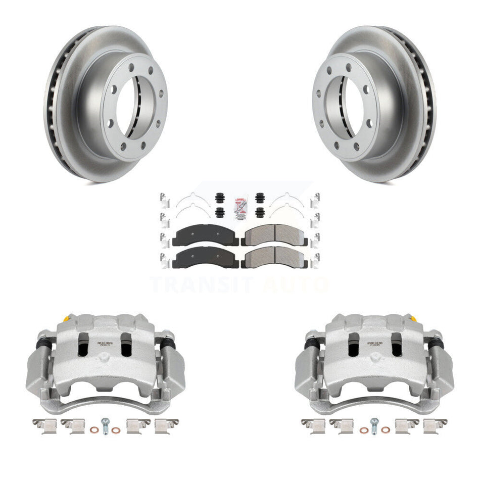 Front Brake Caliper Coat Rotor And Semi-Metallic Pad Kit For Ford F-350 Super Duty F-250 KCG-100221N
