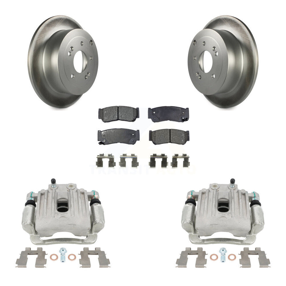 Rear Disc Brake Caliper Coated Rotors And Semi-Metallic Pads Kit For 2007-2009 Hyundai Santa Fe KCG-100221P