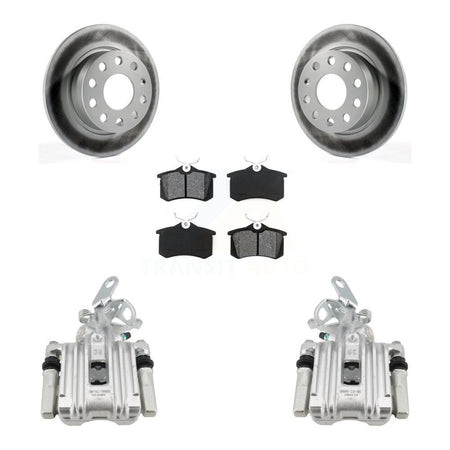 Rear Brake Caliper Coat Rotors Semi-Metallic Pad Kit For Volkswagen Jetta Beetle Audi A3 KCG-100222S