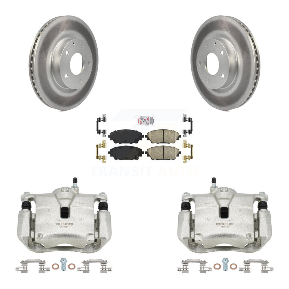 Front Disc Brake Caliper Coated Rotors And Ceramic Pads Kit For 2016-2018 Mazda CX-3 AWD KCG-100223N