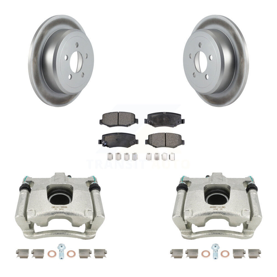 Rear Disc Brake Caliper Coated Rotors And Semi-Metallic Pads Kit For Jeep Liberty Dodge Nitro KCG-100223P by Transit Auto