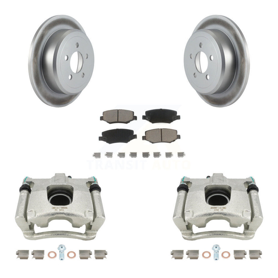 Rear Disc Brake Caliper Coated Rotors And Ceramic Pads Kit For Jeep Liberty Dodge Nitro KCG-100224C by Transit Auto