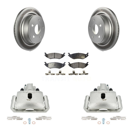 Rear Disc Brake Caliper Coated Rotors And Ceramic Pads Kit For Dodge Ram 1500 KCG-100224T