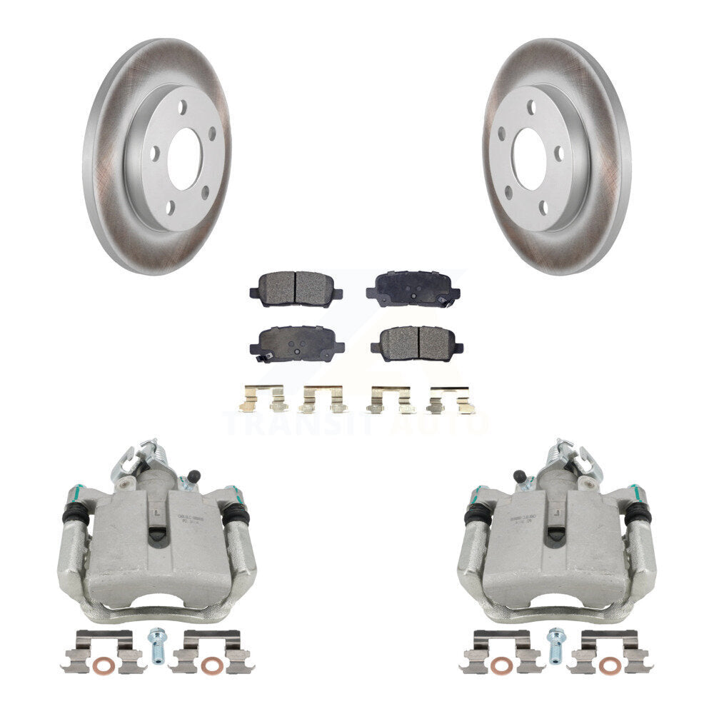 Rear Disc Brake Caliper Coated Rotors And Semi-Metallic Pads Kit For Chevrolet Impala Pontiac Grand Prix Buick LaCrosse Limited Allure KCG-100225P by Transit Auto