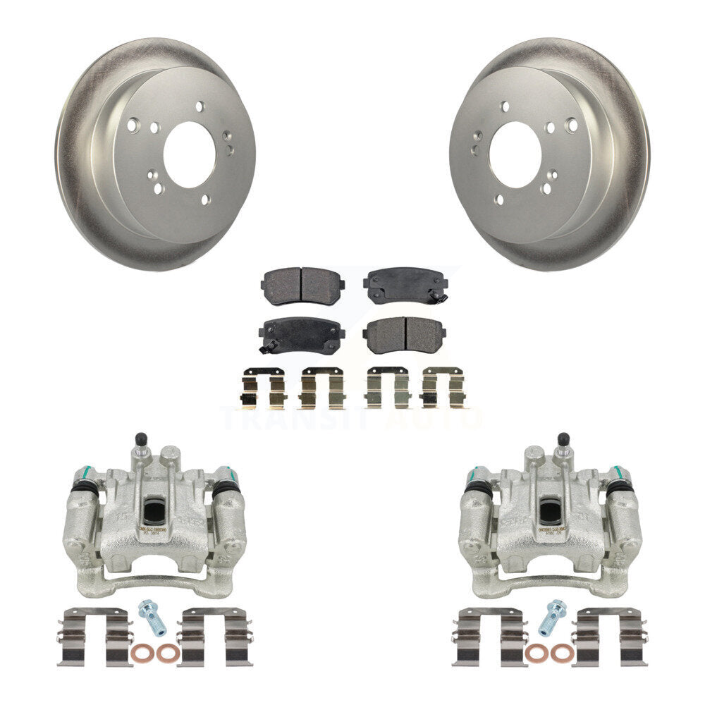 Rear Disc Brake Caliper Coated Rotors And Ceramic Pads Kit For Hyundai Tucson Kia Sportage AWD KCG-100226T by Transit Auto