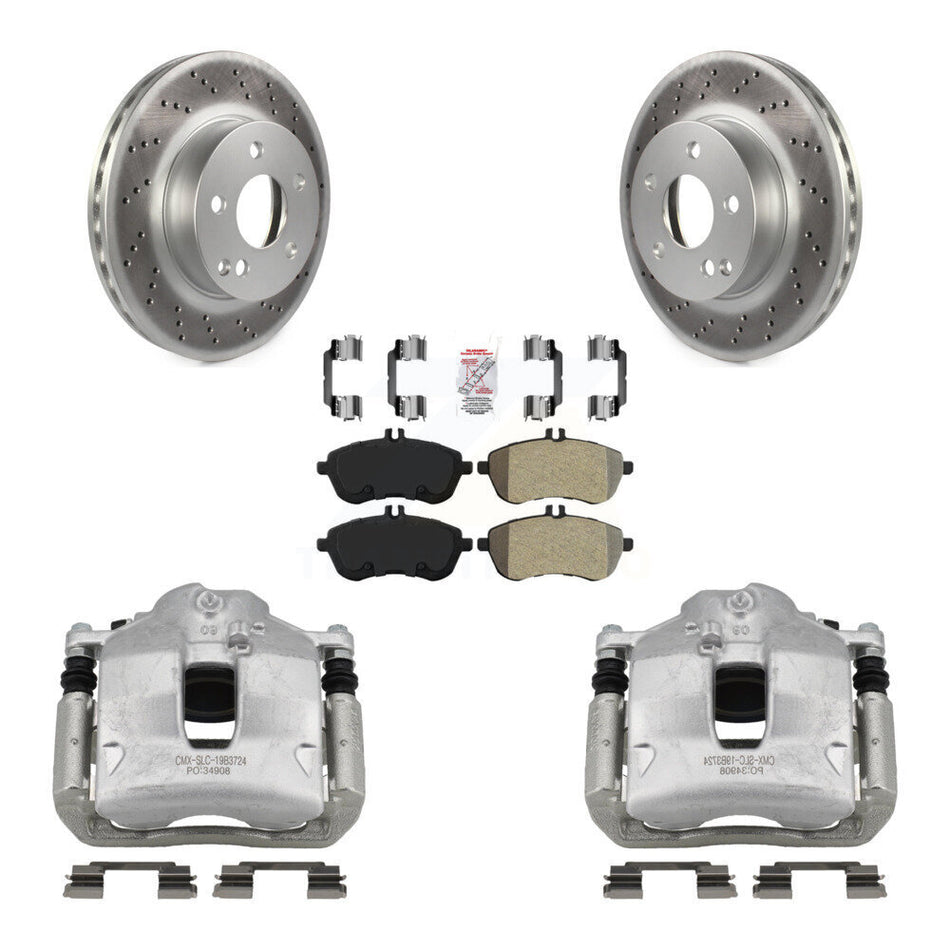 Front Disc Brake Caliper Coated Rotors And Semi-Metallic Pads Kit For Mercedes-Benz C250 KCG-100228N