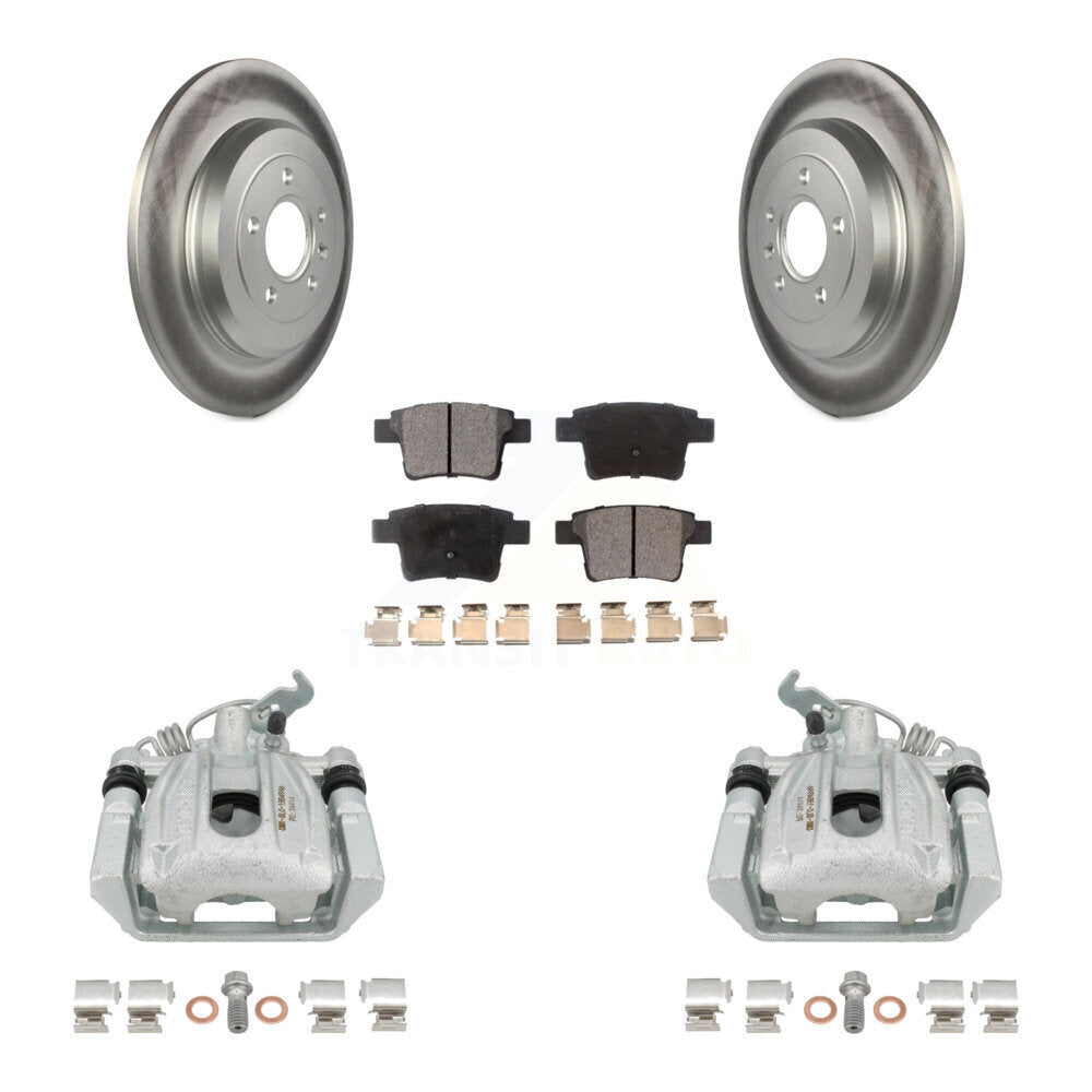 Rear Disc Brake Caliper Coated Rotors And Semi-Metallic Pads Kit For Ford Five Hundred Freestyle Taurus Mercury Montego X Sable KCG-100228P by Transit Auto