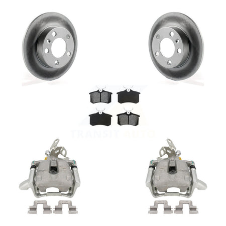 Rear Disc Brake Caliper Coated Rotors And Semi-Metallic Pads Kit For Volkswagen Jetta KCG-100228S by Transit Auto