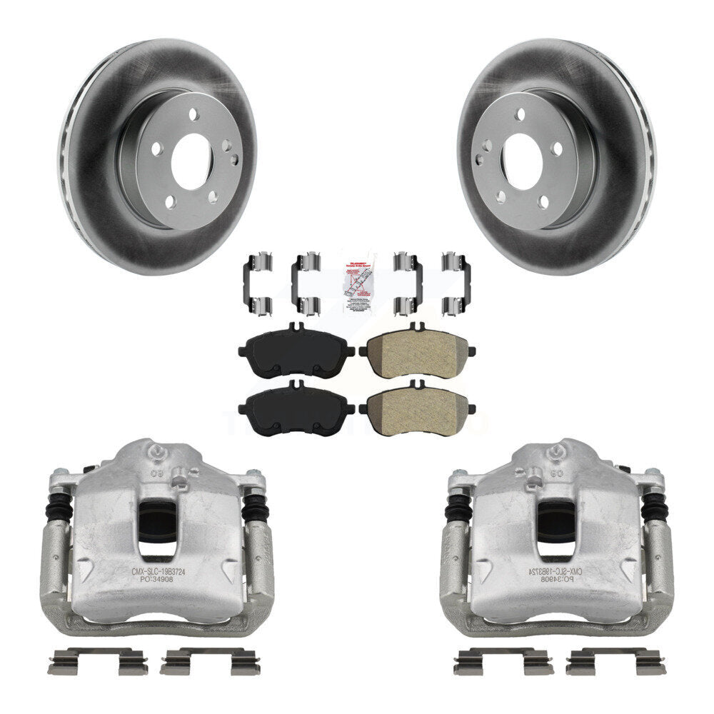 Front Disc Brake Caliper Coated Rotors And Semi-Metallic Pads Kit For Mercedes-Benz C250 KCG-100229N