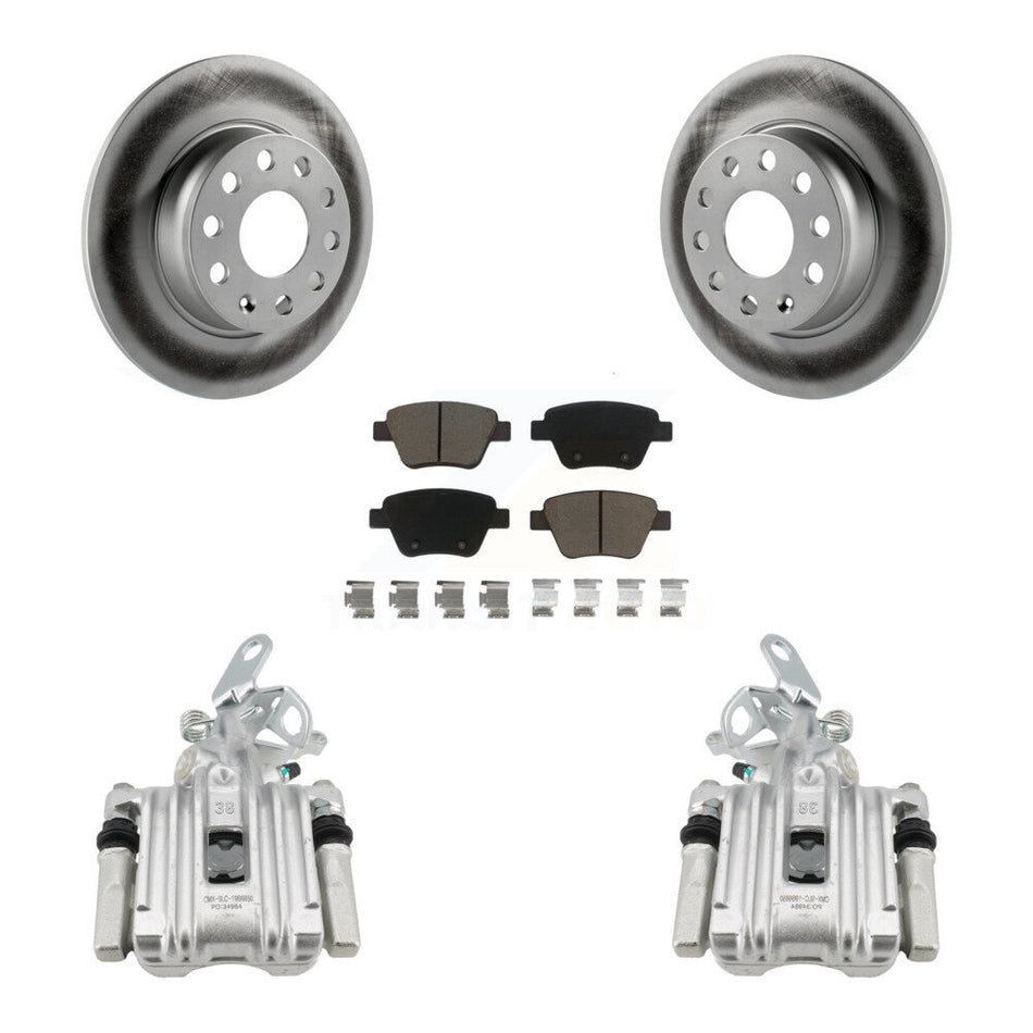 Rear Disc Brake Caliper Coat Rotors And Ceramic Pad Kit For Volkswagen Jetta Beetle Golf KCG-100232C