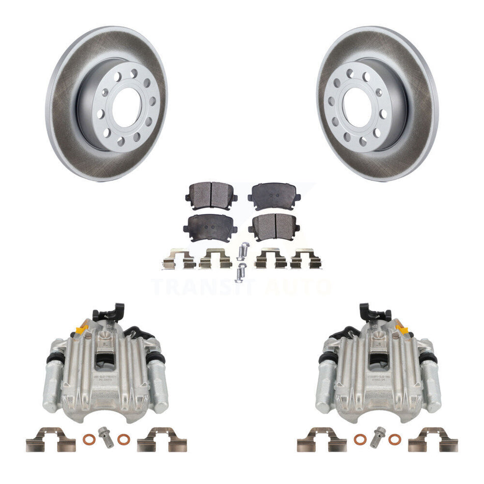 Rear Disc Brake Caliper Coated Rotors And Semi-Metallic Pads Kit For Volkswagen Jetta With 260mm Diameter Rotor 7th 8th Digit Of VIN Is "1K" KCG-100233P