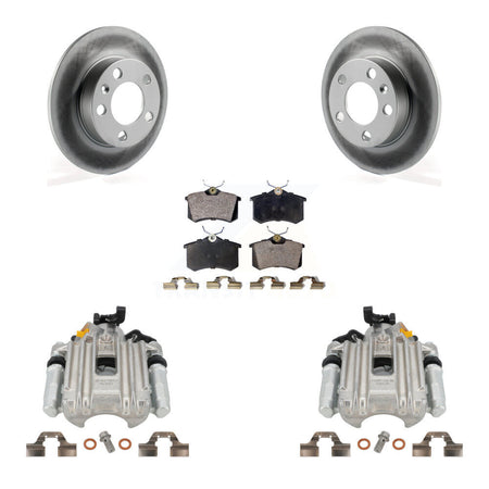 Rear Disc Brake Caliper Coated Rotors And Semi-Metallic Pads Kit For Volkswagen Jetta City KCG-100235P by Transit Auto