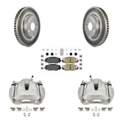 Front Disc Brake Caliper Coated Rotors And Ceramic Pads Kit For Toyota RAV4 Scion tC Matrix Pontiac Vibe Corolla iM Mirai KCG-100236N