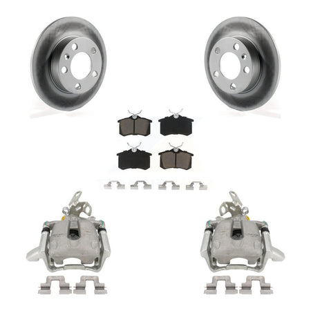 Rear Disc Brake Caliper Coated Rotors And Ceramic Pads Kit For Volkswagen Jetta KCG-100237C by Transit Auto