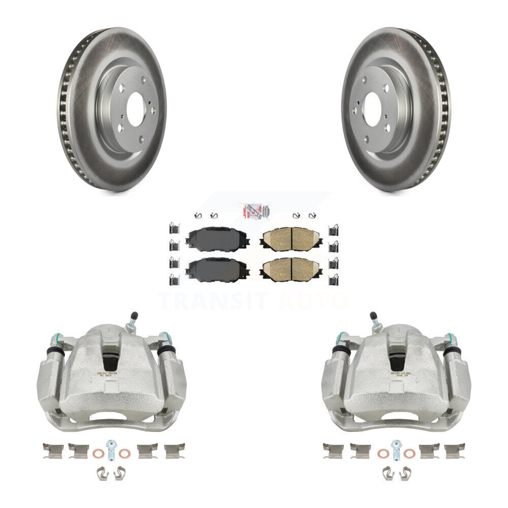 Front Disc Brake Caliper Coated Rotors And Ceramic Pads Kit For Toyota RAV4 Scion tC Matrix Pontiac Vibe Corolla iM Mirai KCG-100237N by Transit Auto