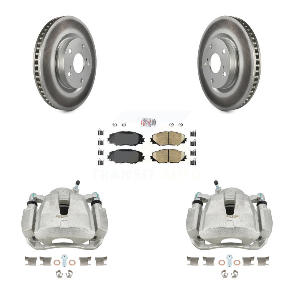 Front Disc Brake Caliper Coated Rotors And Ceramic Pads Kit For Toyota RAV4 Scion tC Matrix Pontiac Vibe Corolla iM Mirai KCG-100237N by Transit Auto