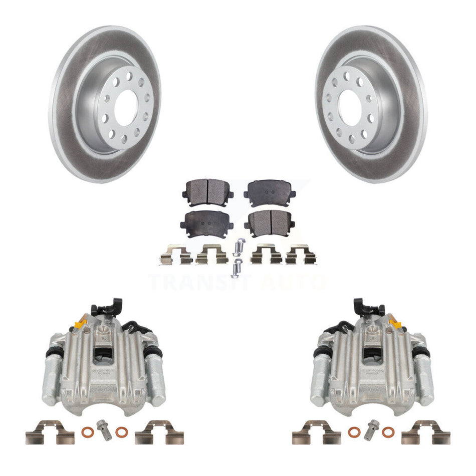 Rear Disc Brake Caliper Coated Rotors And Semi-Metallic Pads Kit For Volkswagen Jetta With 286mm Diameter Rotor 7th 8th Digit Of VIN Is "1K" KCG-100237P