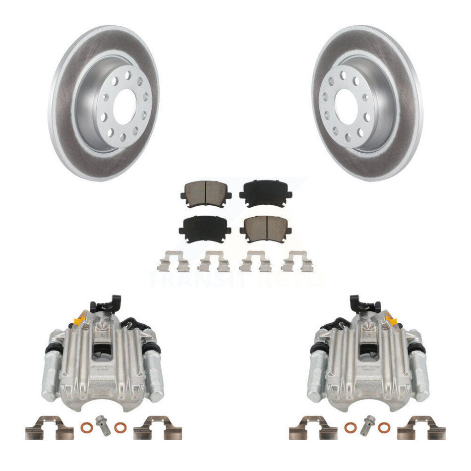 Rear Disc Brake Caliper Coated Rotors And Ceramic Pads Kit For Volkswagen Jetta With 286mm Diameter Rotor 7th 8th Digit Of VIN Is "1K" KCG-100238C