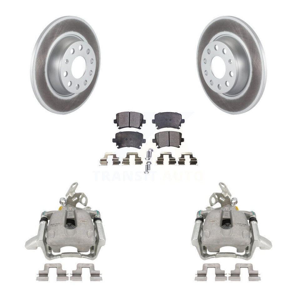 Rear Disc Brake Caliper Coated Rotors And Semi-Metallic Pads Kit For Volkswagen Jetta GTI Audi A3 Quattro KCG-100238P