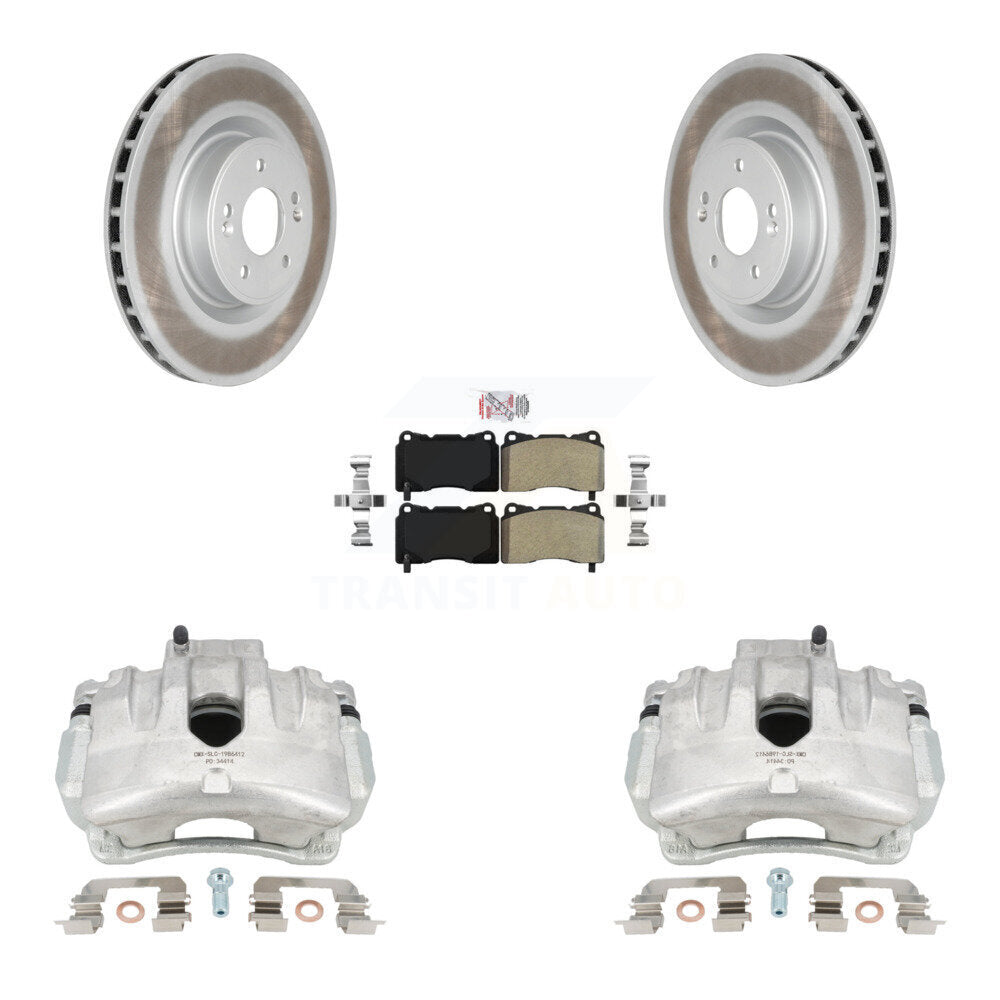 Front Disc Brake Caliper Coated Rotors And Semi-Metallic Pads Kit For Hyundai Genesis Coupe With Single Piston Calipers KCG-100239N by Transit Auto