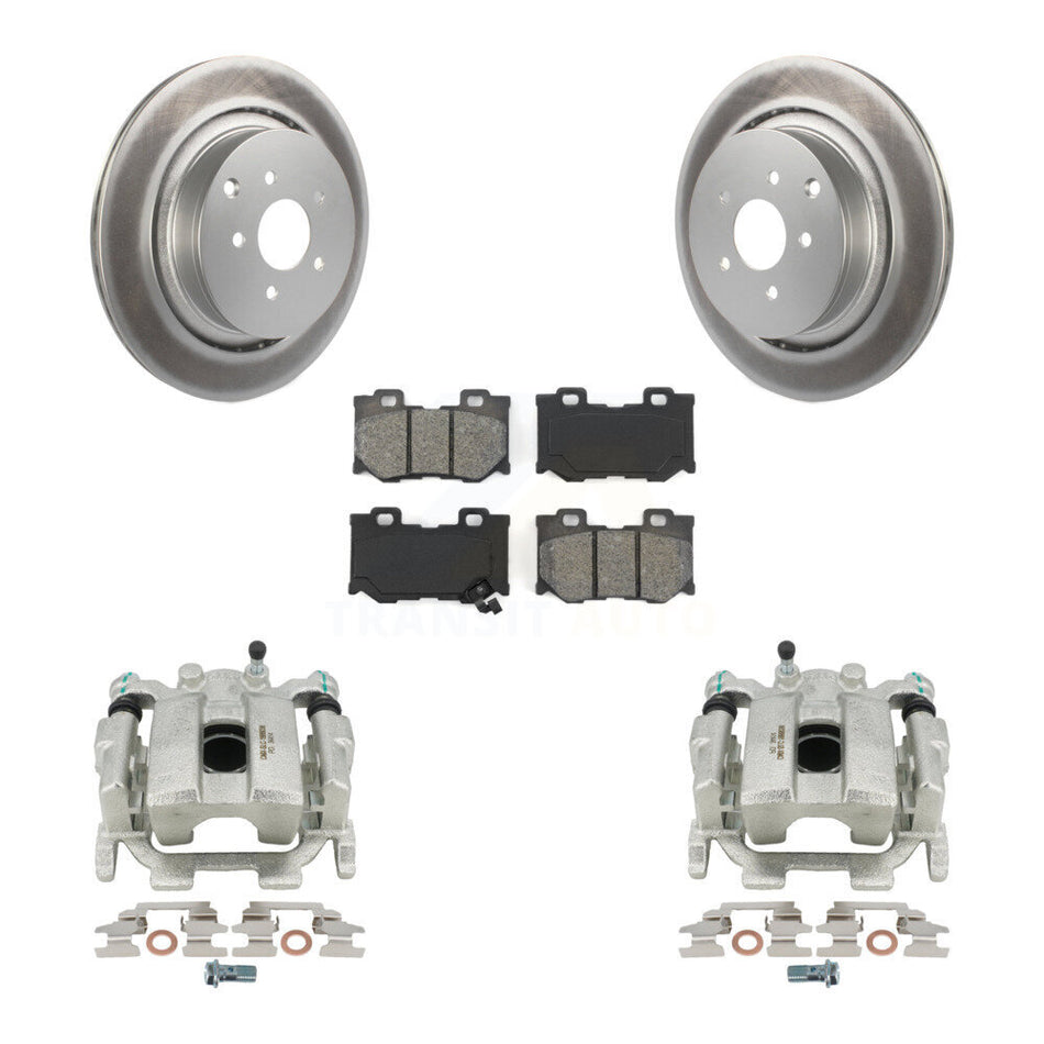 Rear Disc Brake Caliper Coated Rotors And Semi-Metallic Pads Kit For INFINITI Q70 M56 With Sport Package KCG-100240S by Transit Auto