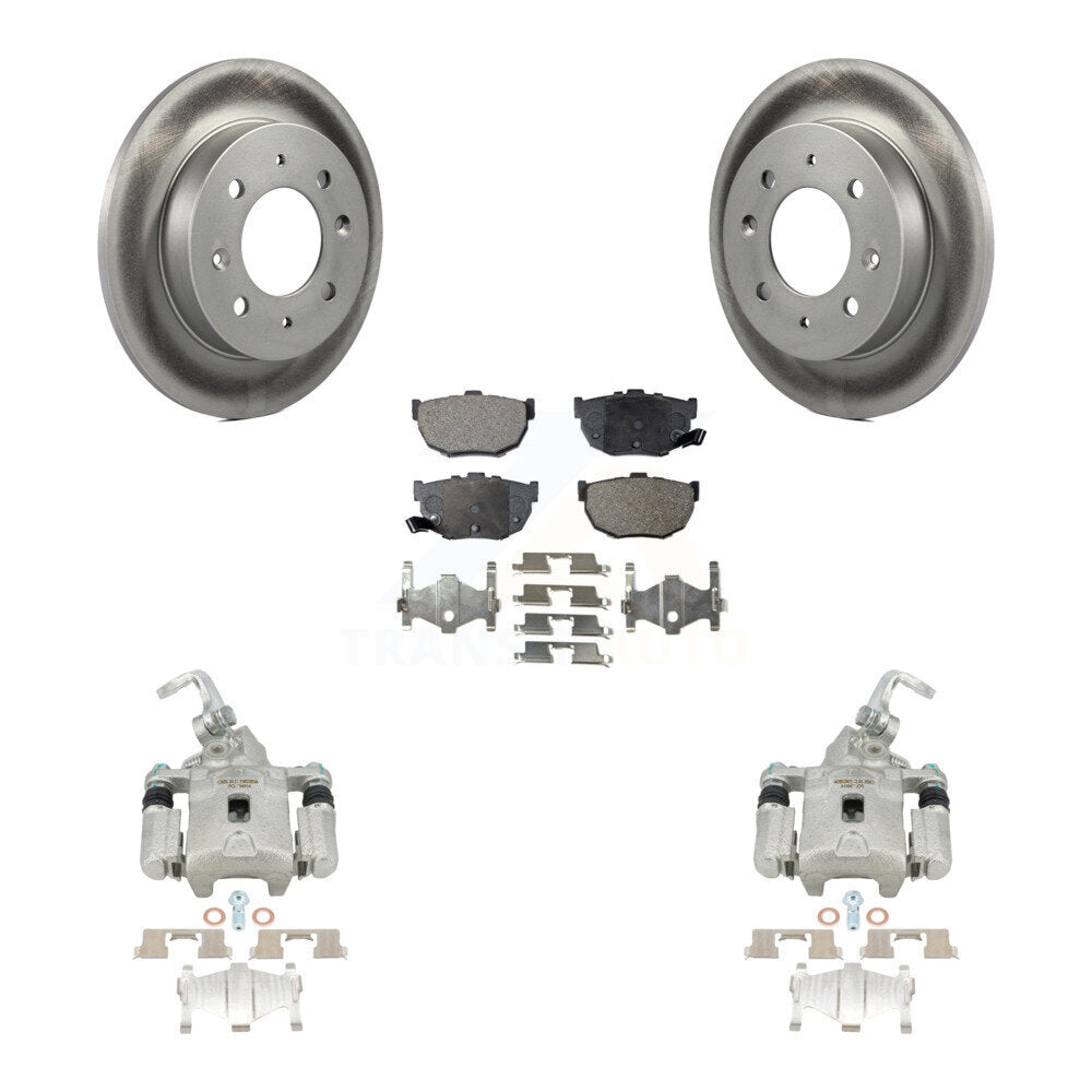 Rear Disc Brake Caliper Coated Rotors And Ceramic Pads Kit For Kia Spectra Spectra5 KCG-100240T by Transit Auto