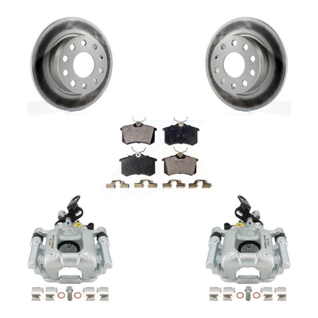 Rear Disc Brake Caliper Coated Rotors And Semi-Metallic Pads Kit For 2010 Audi A3 GAS engine With 253mm Diameter Rotor KCG-100241P by Transit Auto