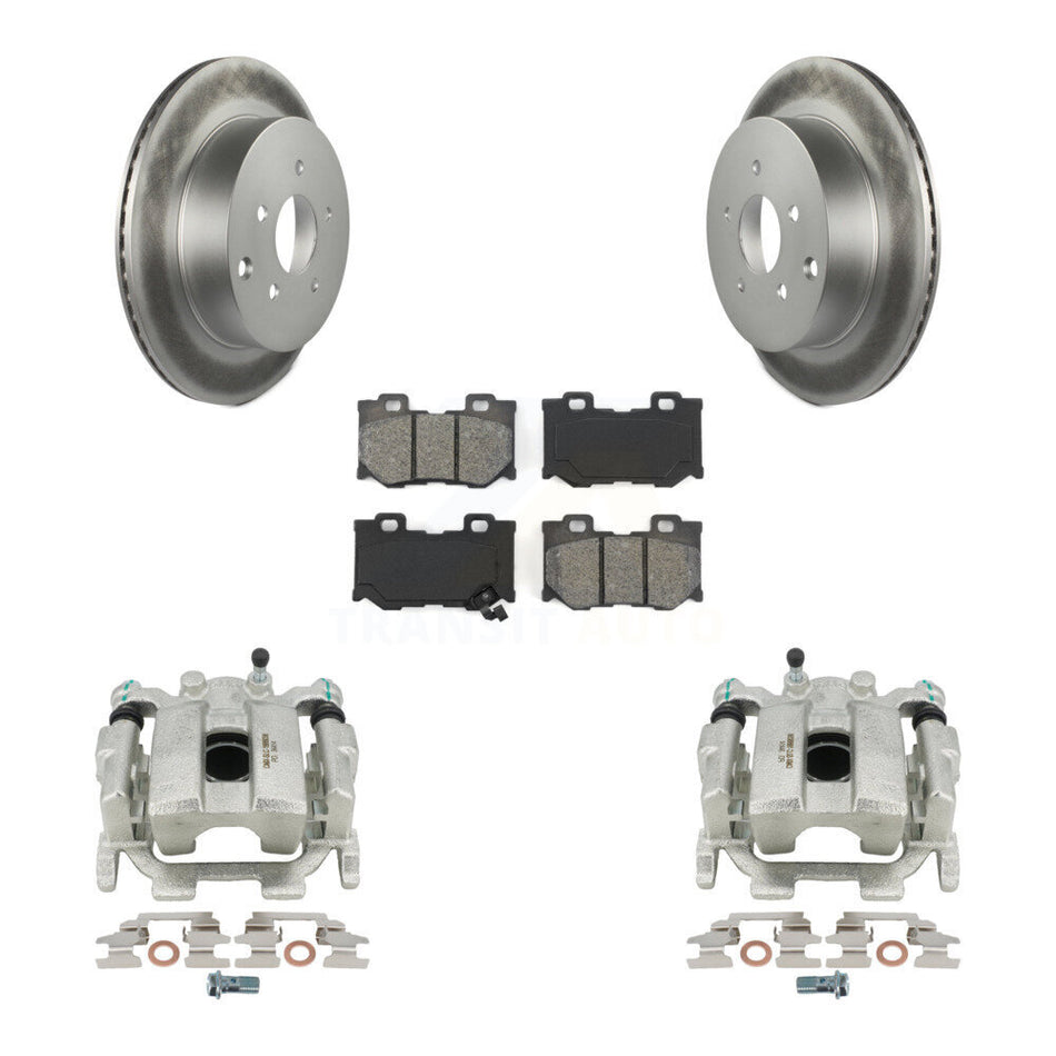 Rear Disc Brake Caliper Coated Rotors And Semi-Metallic Pads Kit For 2015 INFINITI Q50 Hybrid KCG-100242S by Transit Auto