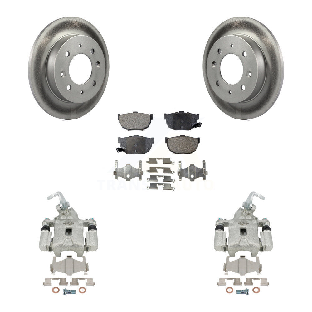 Rear Disc Brake Caliper Coated Rotors And Ceramic Pads Kit For Kia Spectra Spectra5 KCG-100242T by Transit Auto