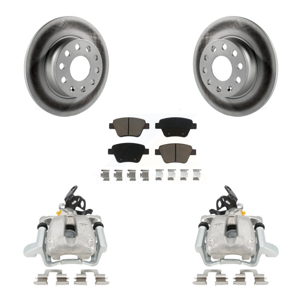 Rear Disc Brake Caliper Coated Rotors And Ceramic Pads Kit For 2010 Volkswagen Jetta TDI Cup Edition with 2.0L DIESEL engine With 272mm Diameter Rotor KCG-100243C by Transit Auto