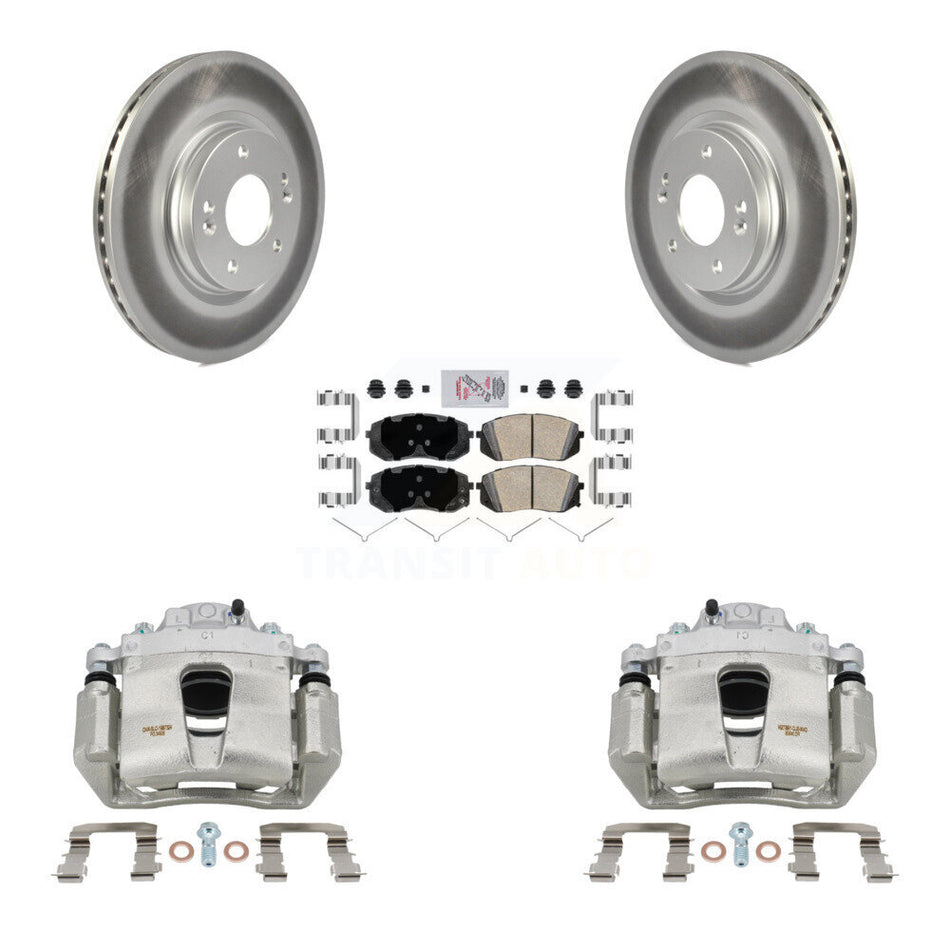 Front Brake Caliper Coat Rotor Ceramic Pad Kit For Hyundai Sonata Kia Kona Electric Niro KCG-100243N