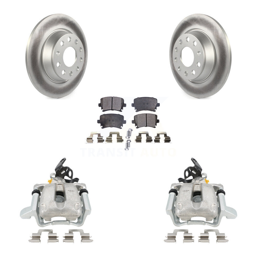 Rear Disc Brake Caliper Coated Rotors And Semi-Metallic Pads Kit For 2010 Volkswagen Jetta TDI Cup Edition with 2.0L DIESEL engine With 282mm Diameter Rotor KCG-100243P by Transit Auto