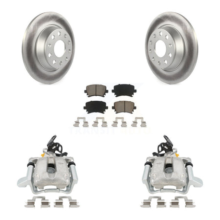 Rear Disc Brake Caliper Coated Rotors And Ceramic Pads Kit For 2010 Volkswagen Jetta TDI Cup Edition with 2.0L DIESEL engine With 282mm Diameter Rotor KCG-100244C by Transit Auto